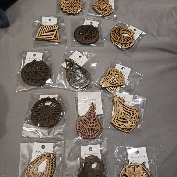 Handmade Jewelry - NWT!!! Handmade Wooden Earrings Bundle (14prs)